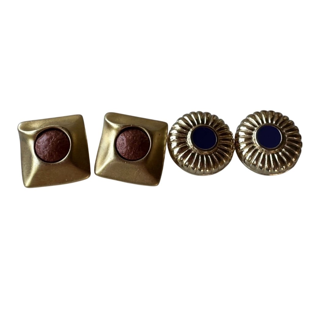 Random Set Of 2 Women's Gold Vintage Clip-On Fashion Earrings